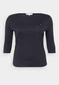 CURVE BOAT NECK THREE-QUARTER SLEEVE T-SHIRT Media 1