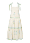 Malina STEFANIA TIE STRAP EMBROIDERED MIDI DRESS