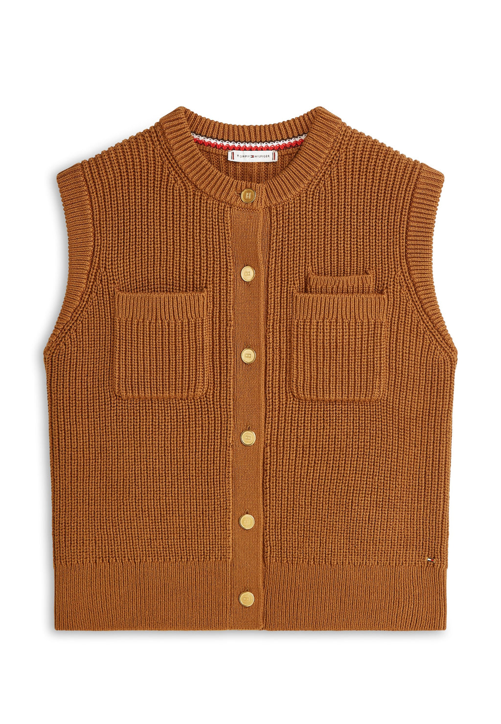 GOLD-TONE BUTTON RIB-KNIT VEST Media 1