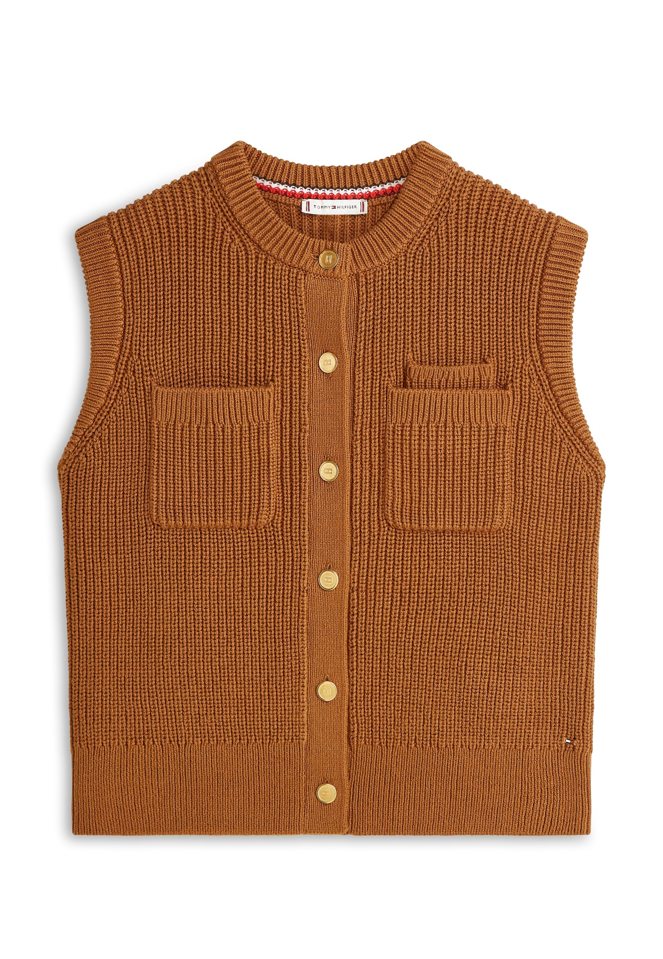 GOLD-TONE BUTTON RIB-KNIT VEST Media 1