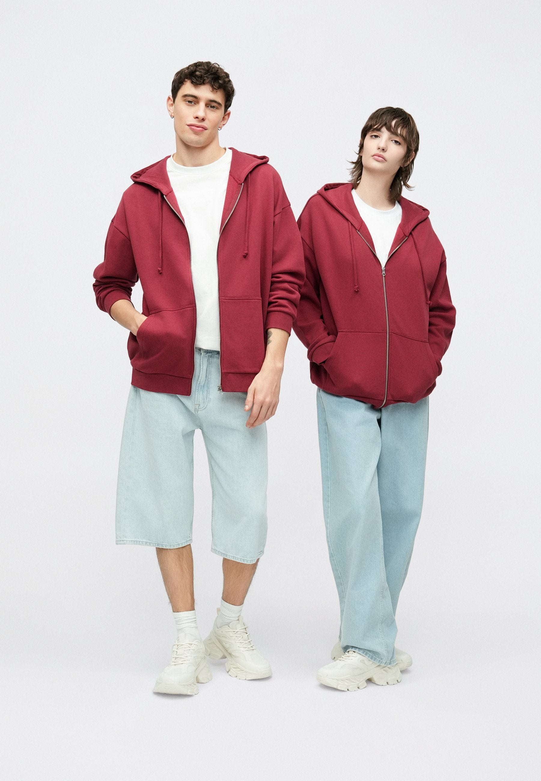 YOURTURN UNISEX RELAXED FIT ZIP-UP HOODIE