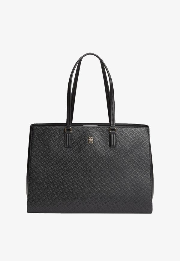 Tommy Hilfiger EMBOSSED TH MONOGRAM TOTE BAG - Tote bag - black
