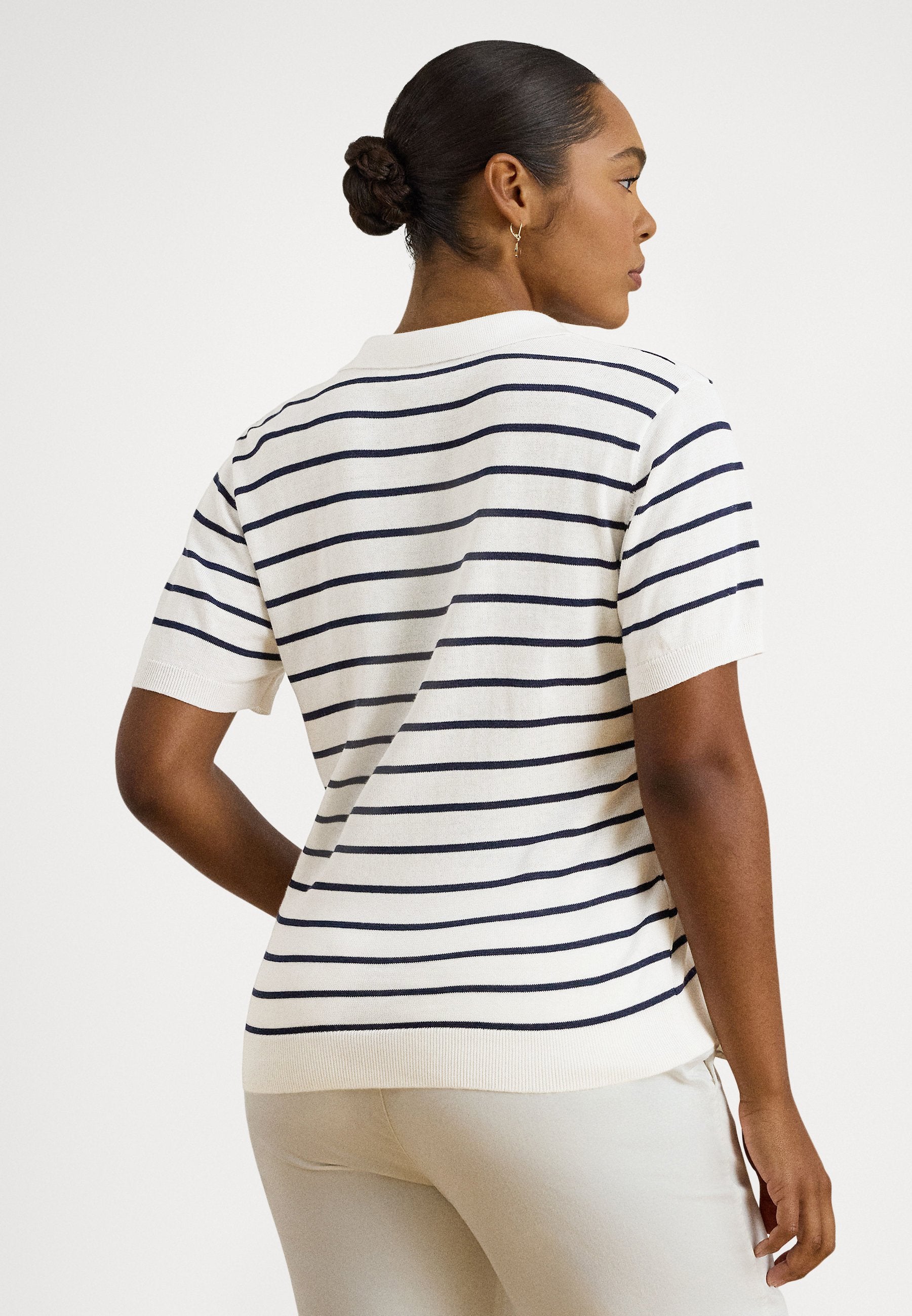 Lauren Ralph Lauren Woman STRIPED COTTON-BLEND POLO