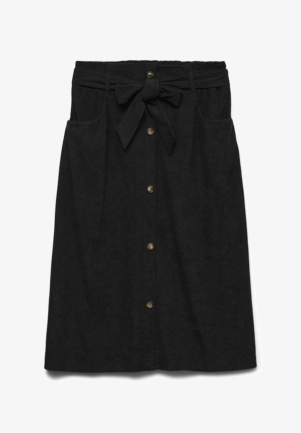 Vero Moda VMVILJA Corduroy High waist Midi - A-line skirt - black