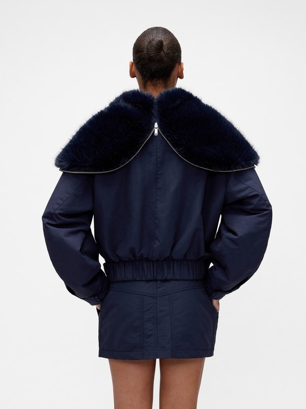 GAP GAPSTUDIO FAUX FUR-LINED CROP BOMBER JACKET