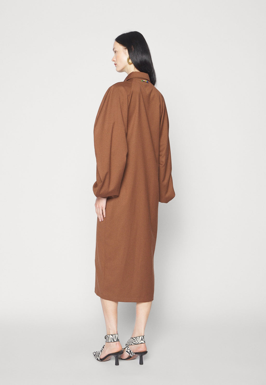 Sara Battaglia PUFF SLEEVE LONG DRESS