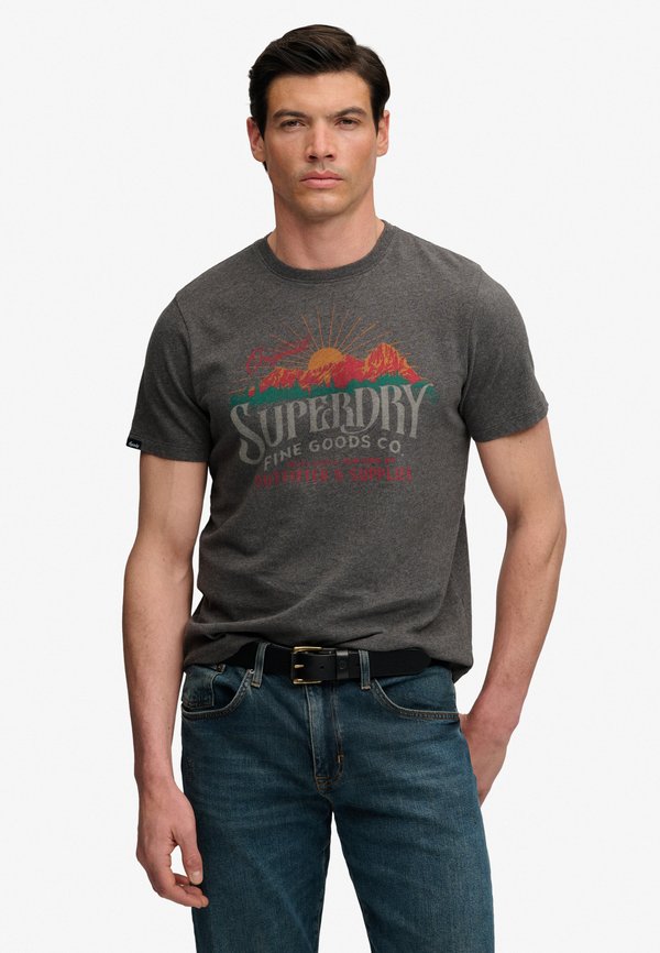 Superdry & Co SUPERDRY OUTDOORS MOUNTAIN RELAXED T-SHIRT.. - Print T-shirt - light charcoal marl