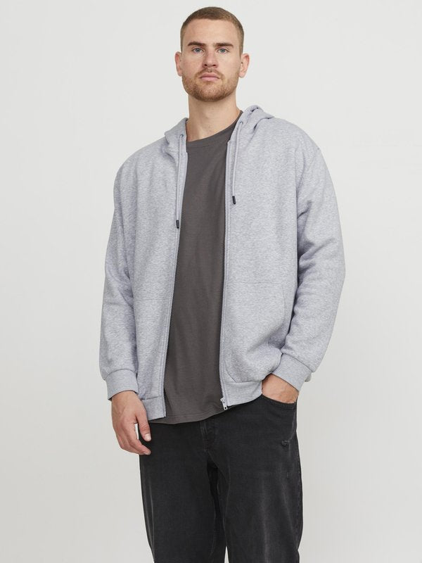 Jack & Jones JJEBRADLEY ZIP HOOD - Zip-up sweatshirt - light grey melange