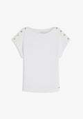 Tommy Hilfiger BOAT NECK TEE - Print T-shirt - ecru