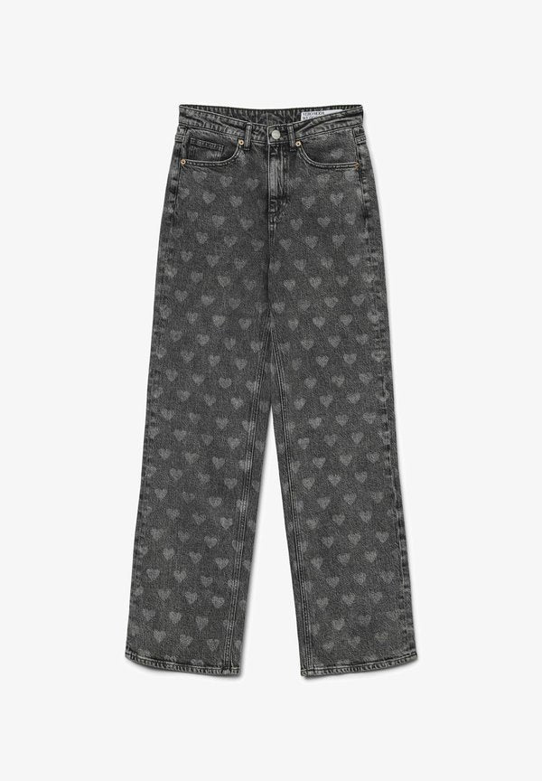 Vero Moda Wide-fit VMTESSA High rise Wide Leg Fit - Wide Leg - medium grey denim
