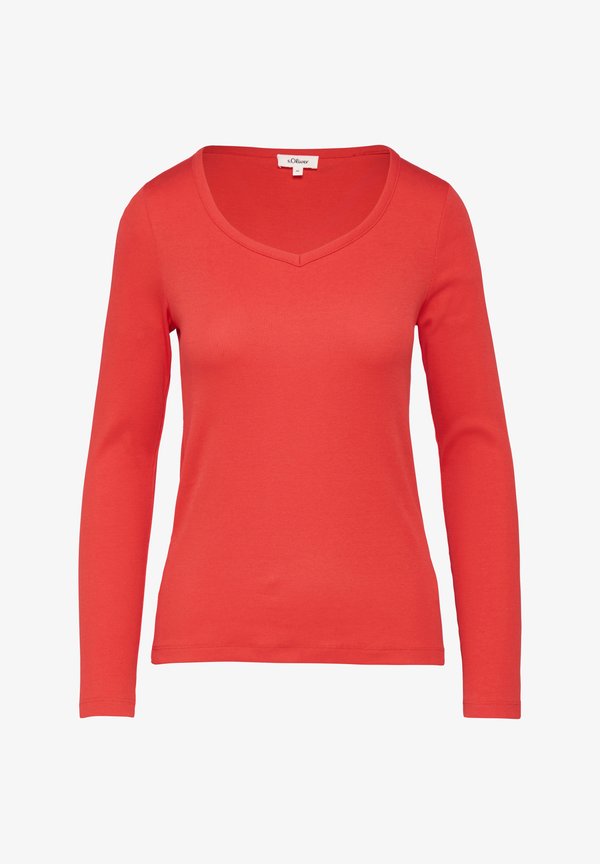 s.Oliver FEINES STRUKTUR - Long sleeved top - mohnrot
