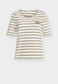 TOM TAILOR T-SHIRT SMALL EMBRO - Print T-shirt - olive white stripe