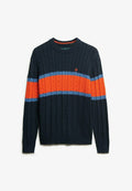 Superdry & Co STRIPE CABLE  - Jumper - eclipse navy bold orange