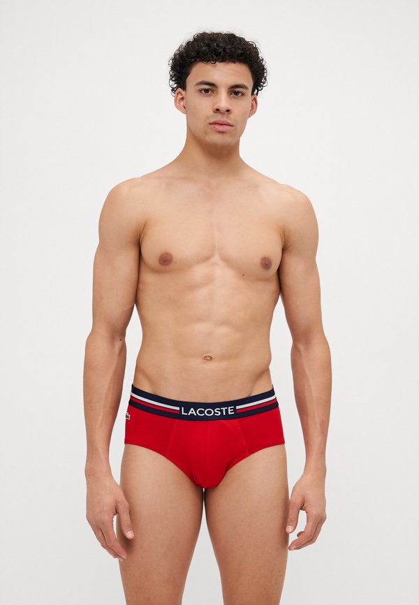 Lacoste 3 PACK - Briefs - navy blue/silver chine/red