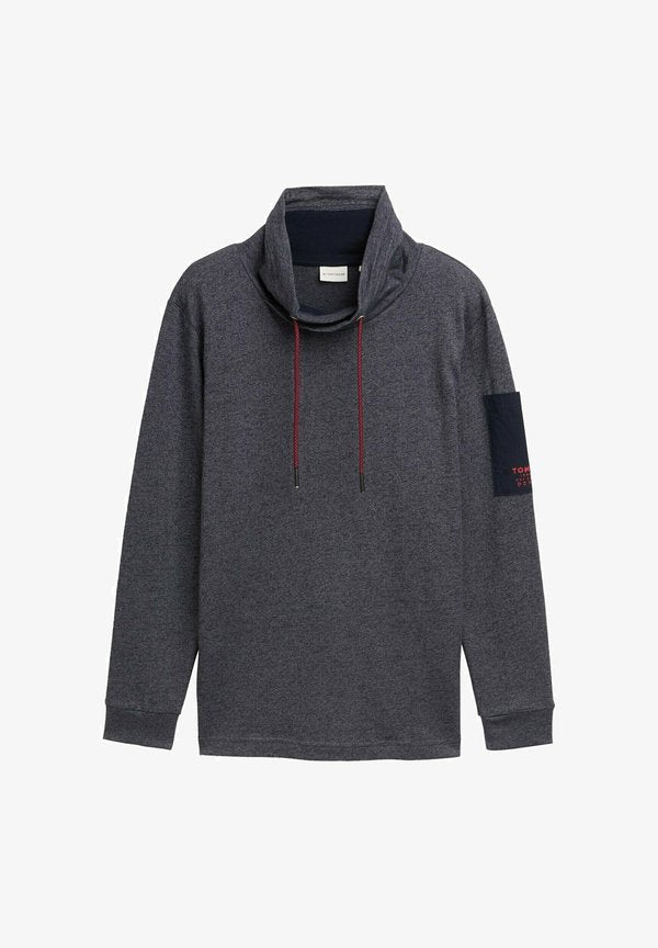 TOM TAILOR SNOOD - Long sleeved top - navy grey grindle structure