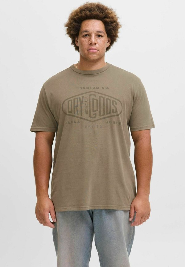 Jack & Jones Plus Size - Print T-shirt - stone gray