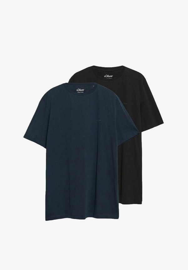 s.Oliver S.OLIVER HERREN T-SHIRT MIT LOGO-PRINT | 2 STÜCK  - Basic T-shirt -  x navy    x schwarz