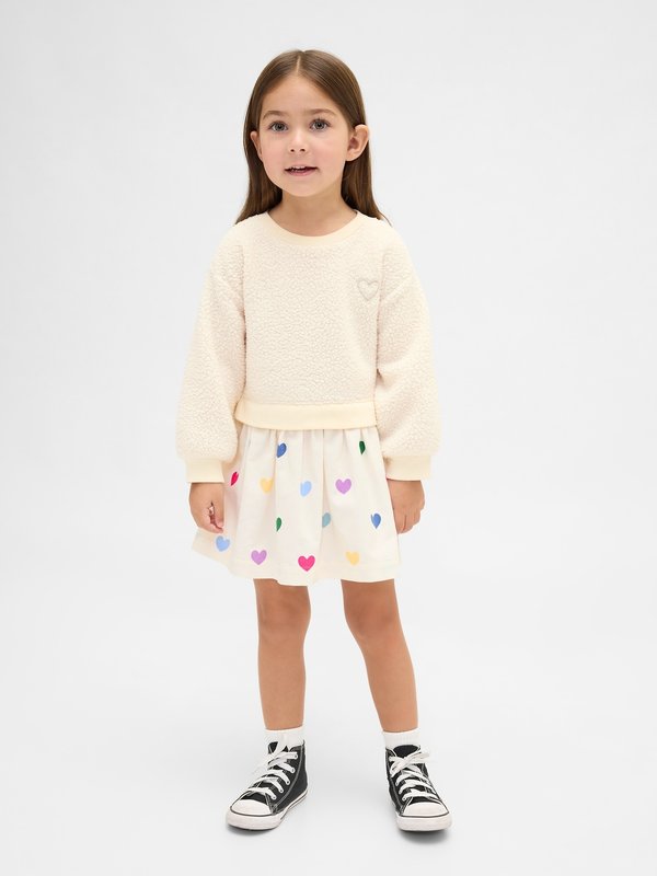 GAP BABY & TODDLER MIXED MEDIA HEART SWEATSHIRT DRESS