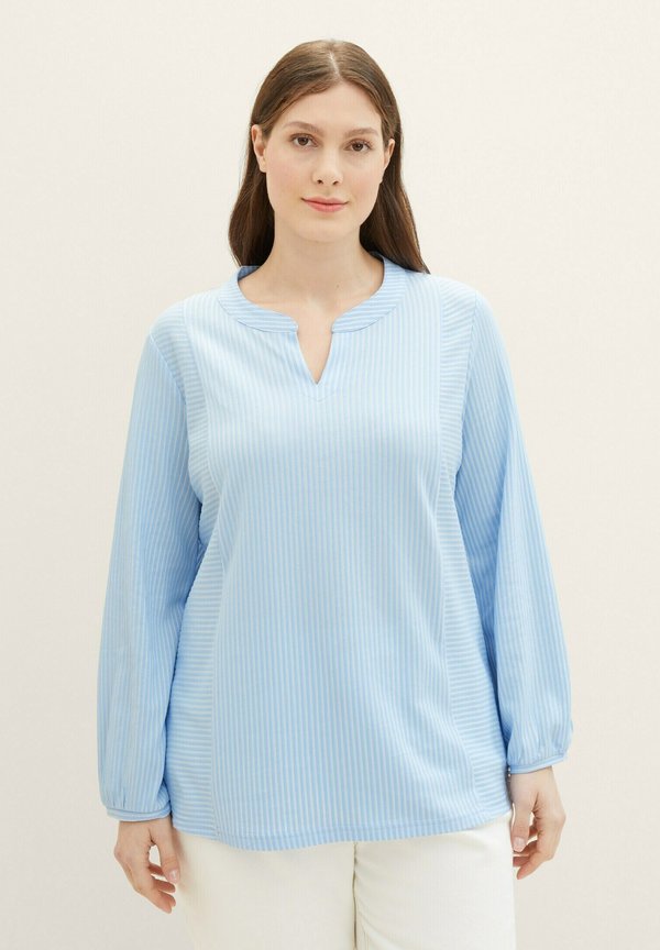 TOM TAILOR PLUS   - Blouse - blue white thin stripe