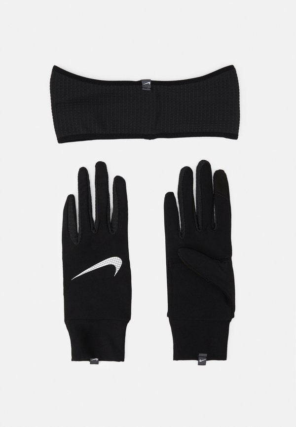 Nike Performance WOMENS ESSENTIAL RUNNING HEADBAND AND GLOVE SET - Ear warmers - black/silver