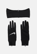 Nike Performance WOMENS ESSENTIAL RUNNING HEADBAND AND GLOVE SET - Ear warmers - black/silver