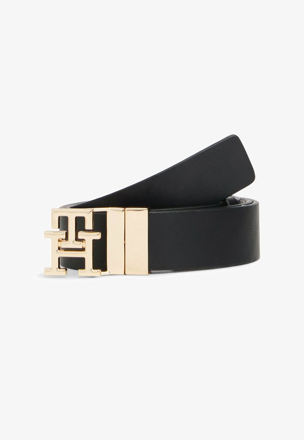 Tommy Hilfiger TH LOGO 3.0 REV MONO - Belt - black soft cream