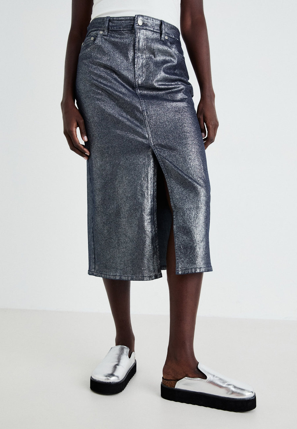 GAP MIDI SKIRT SHINE