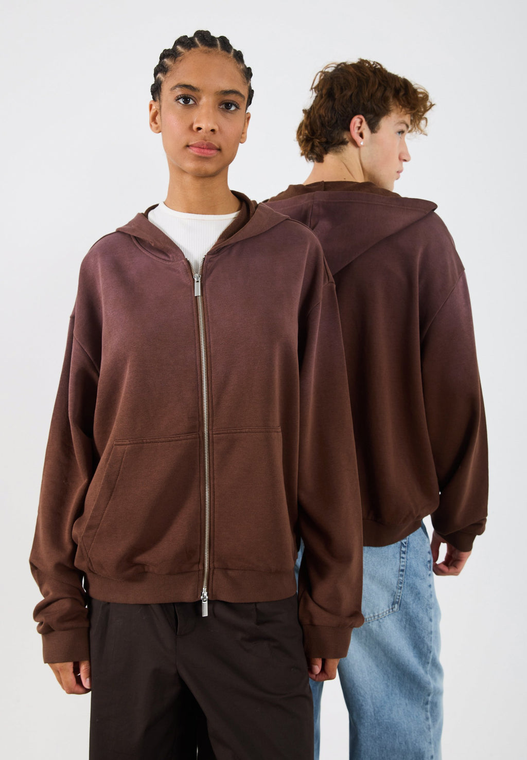 YOURTURN WASHED UP ZIP-UP HOODIE