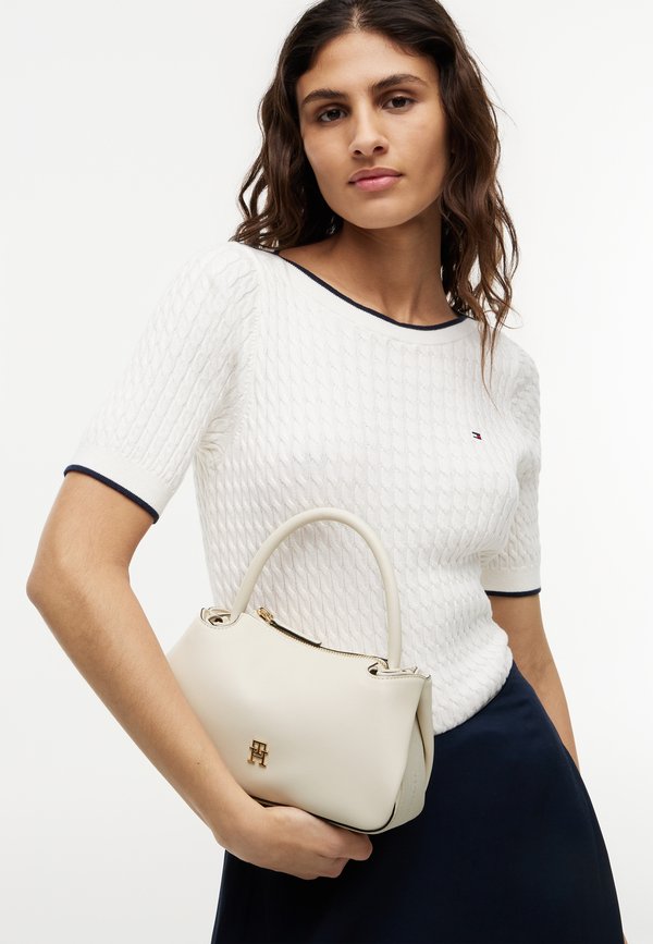 Tommy Hilfiger LOGOTAPE MINI SATCHEL - Handbag - soft cream
