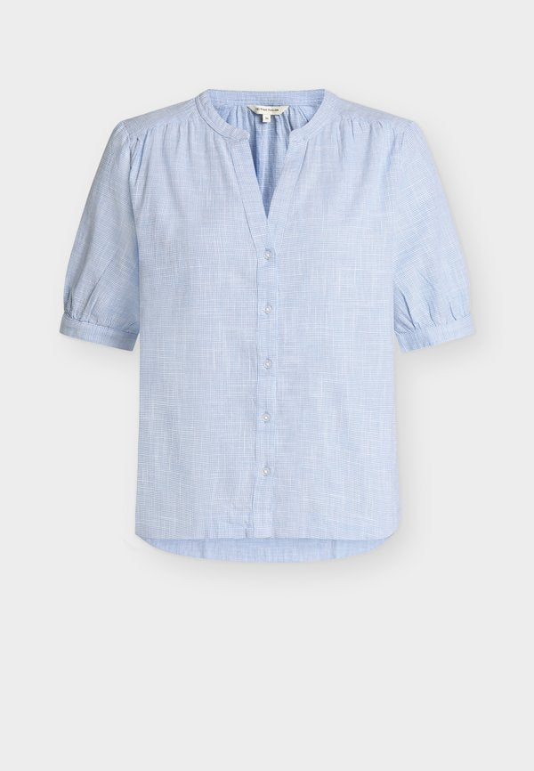 TOM TAILOR BLOUSE SHORTSLEEVES SLUB STRUCTURE - Blouse - dreamy blue