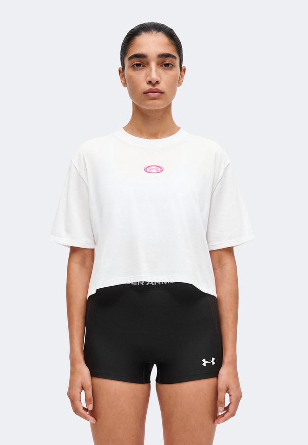 Under Armour CENTER LT - Print T-shirt - white/pink frenzy