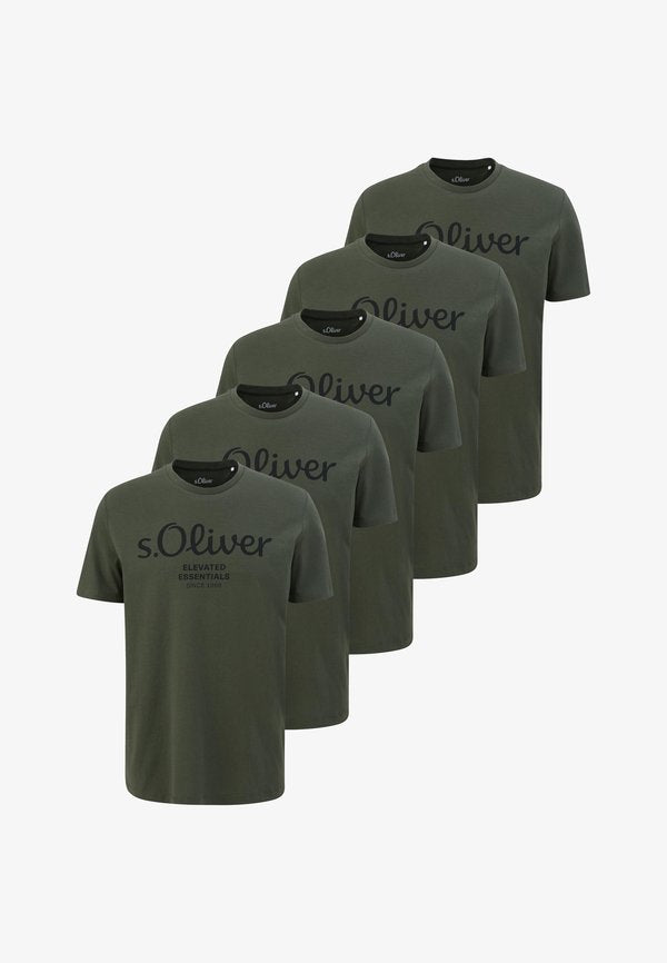 s.Oliver 5 Pack - Print T-shirt - dunkelgrün
