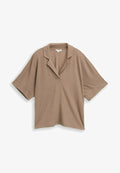 TOM TAILOR TOM TAILOR T-SHIRT LOOSE FIT T-SHIRT MIT REVERSKRAGEN - Basic T-shirt - taupe grey