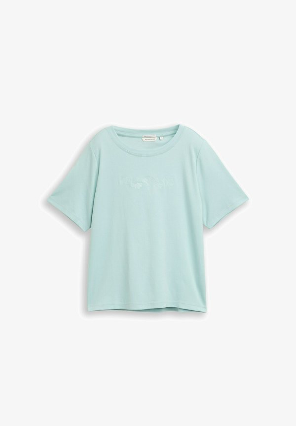TOM TAILOR BOXY CREW NECK  - Print T-shirt - light blue green