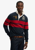 Superdry & Co SUPERDRY DOUBLE EMBLEM STRIPE RUGBY TOP.. - Polo shirt - navy/red chest band stripe