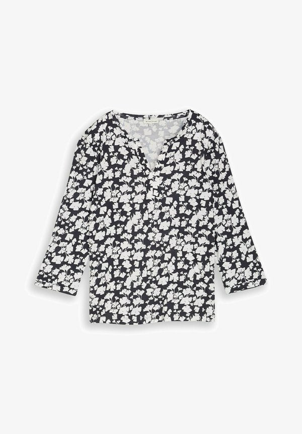 TOM TAILOR LANGARM MIT MUSTER - Blouse - blue ginkgo minimal