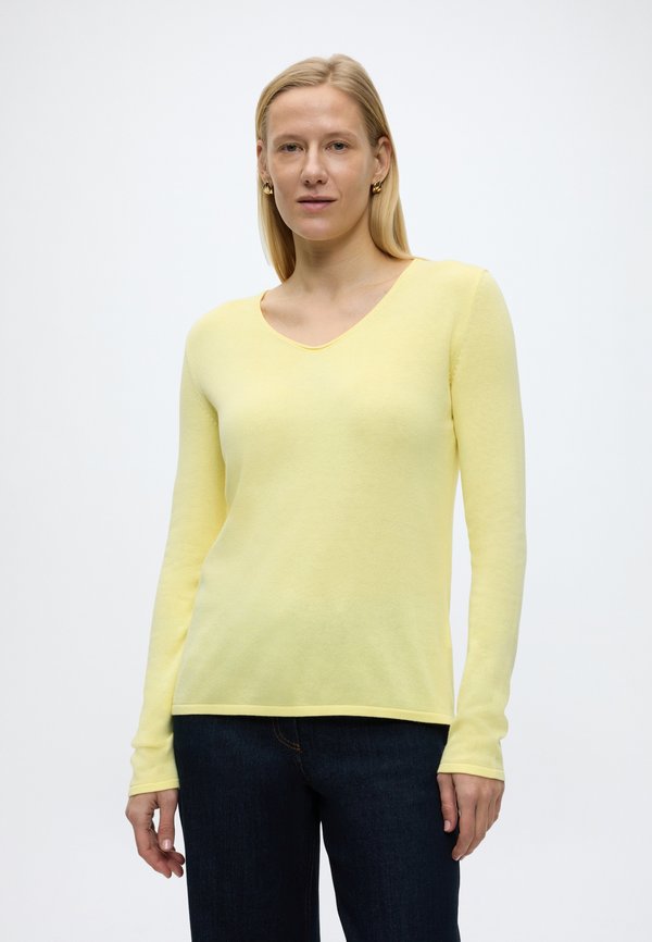 TOM TAILOR BASIC V-NECK - Jumper - soft lemon