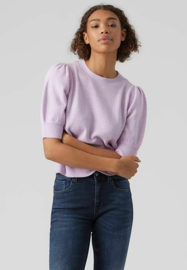 Vero Moda VMDOFFY 2/4 O-NECK PULLOVER GA NOOS - Basic T-shirt - orchid bloom