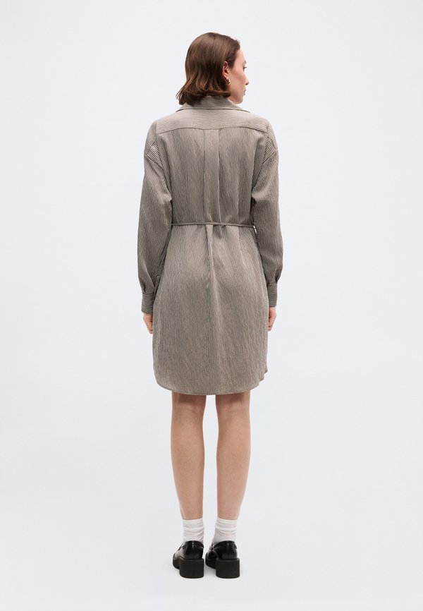 Marc O'Polo SHIRT DRESS ROUND HEM BELT COLLAR SLEEVE STRUCTURED STRIPE