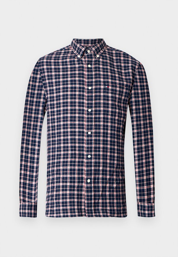 Tommy Hilfiger REGULAR FIT CHECK SHIRT WITH LINEN - Shirt - navy