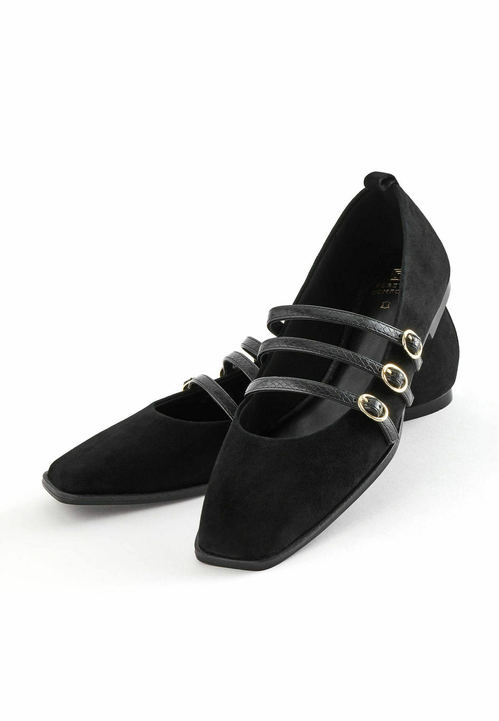 Next FOREVER COMFORTÂ® TRIPLE STRAP SQUARE TOE FLAT SHOES