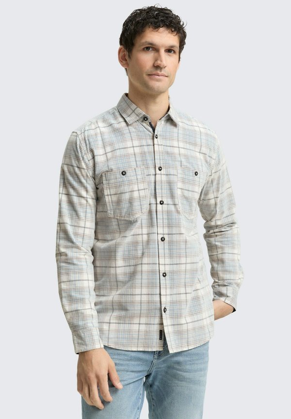TOM TAILOR Shirt - white/blue cord check