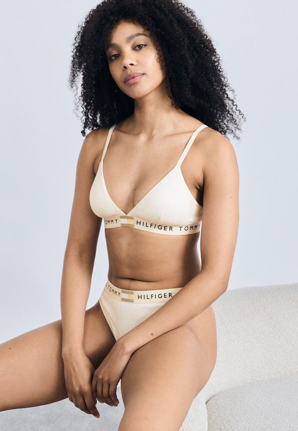 Tommy Hilfiger HERITAGE LOGO REMOVABLE PADDING TRIANGLE BRA - Triangle bra - beige heather