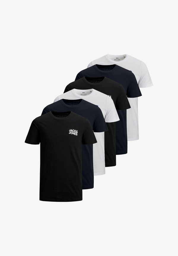 Jack & Jones JACK & JONES 6 PACK - Print T-shirt - weiß marineblau schwarz