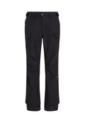 Schwarze Outdoor-Hosen mit geradem Bein design, mehreren vorderen Taschen, elastischen Bündchen und verstärkten Knien für Langlebigkeit. Wasserdichtes Material.