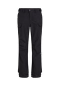 Schwarze Outdoor-Hosen mit geradem Bein design, mehreren vorderen Taschen, elastischen Bündchen und verstärkten Knien für Langlebigkeit. Wasserdichtes Material.