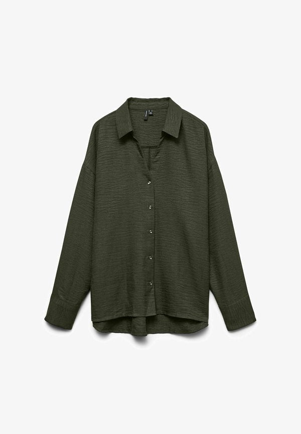 Vero Moda VMMELANEY QUEENY LS SHIRT WVN NOOS - Button-down blouse - forest night