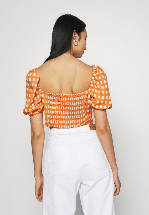 Glamorous MAYA RUCHED BUST CROP TOP WITH FRONT TIE DETAIL PUFF SHORT SLEEVES