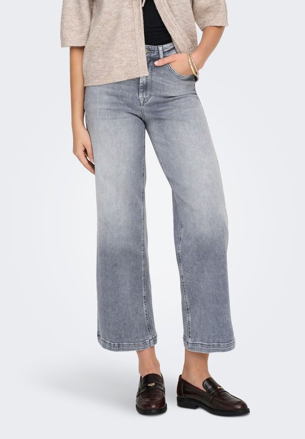 ONLY Wide-fit ONLMADISON High waist Wide Leg Fit Cropped - Relaxed fit jeans - medium grey denim