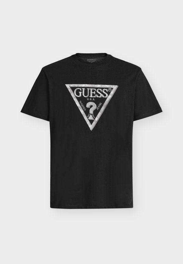 Guess TRIANGLE LEAVES EMBROIDE - Basic T-shirt - jet black